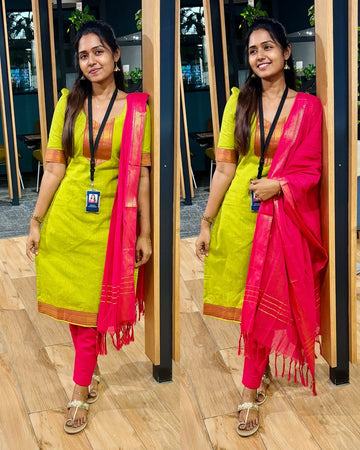 Beautiful Pure Cotton Kurti With Dupatta