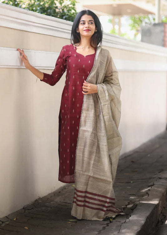 Maron Oxide Magic Salwar Suit